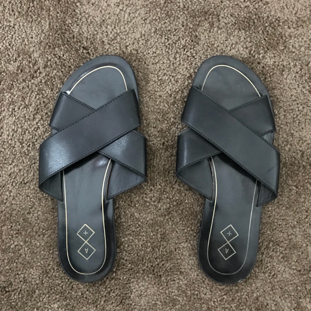 Black slide on dress sandals size 8